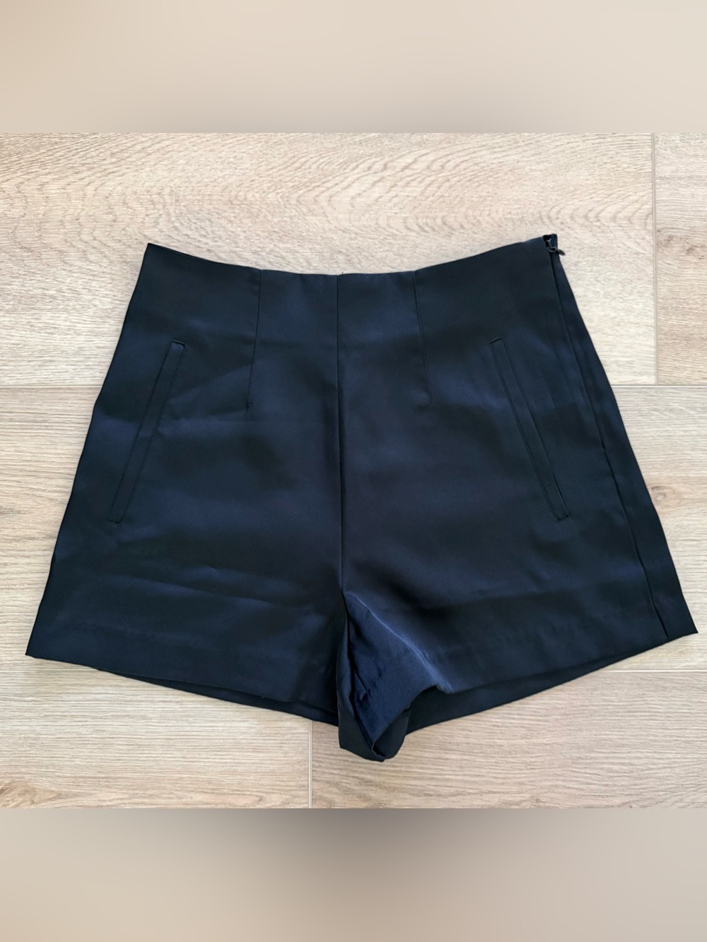 The Noli Shop High Rise Satin Shorts Size 2 Black